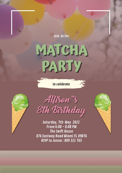 MATCHA PARTY Template | PosterMyWall