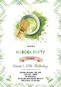 Matcha Party Invitation A6 template