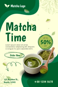 Matcha Time Restaurant Menu Poster template