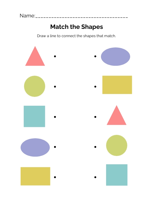 Matching Shapes Worksheet for Kindergarten Template | PosterMyWall