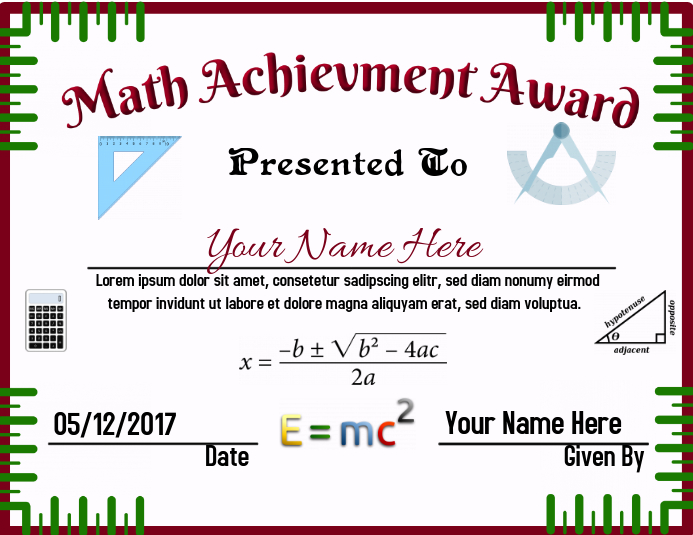 Math Award Template Postermywall