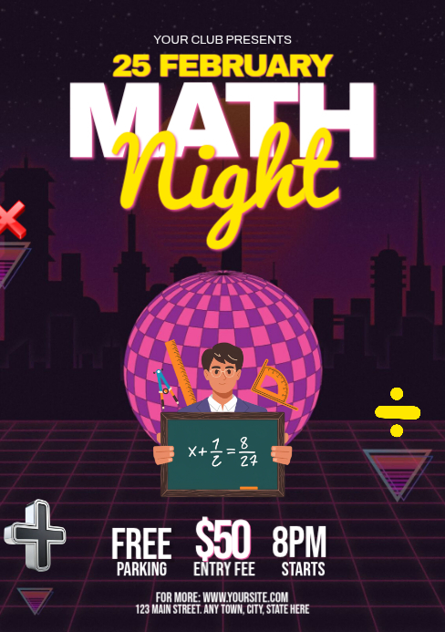 Mathfest Program Template Plantilla de Math Night Event A5 | PosterMyWall