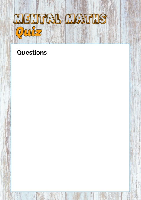 Copy of Maths Quiz worksheet template | PosterMyWall