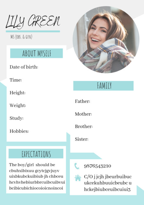 Bio Data Template | PosterMyWall
