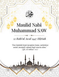 White Maulid Nabi Celebration Løbeseddel Template