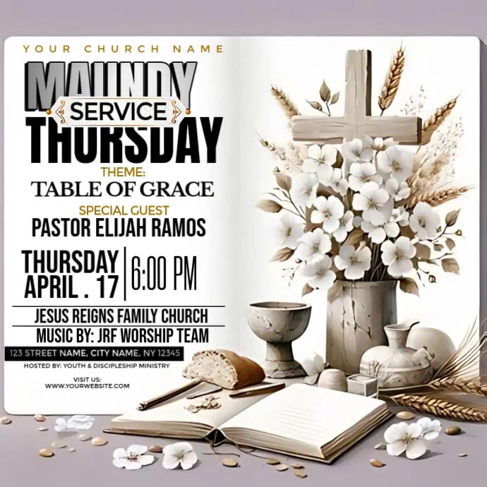 Maundry Thursday Service Template | PosterMyWall