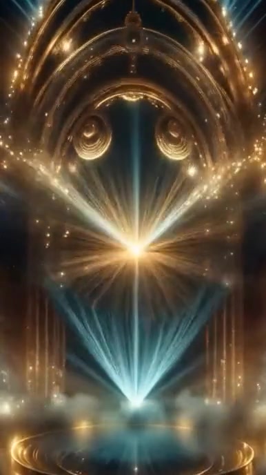 Maximalist “golden Light Portal Background – Glowing Starburst Video Template” Digital Display (9:16