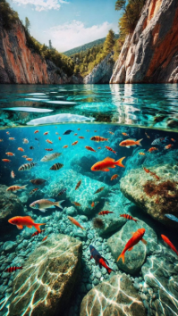 Turkis Underwater Scenery Digitalt display Template