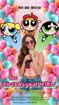 Maximalist 18th Powerpuff Girls Birthday Instagram Reel template