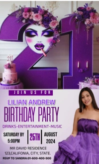 Maximalist 21st Birthday Party Invitation Des US Legal template