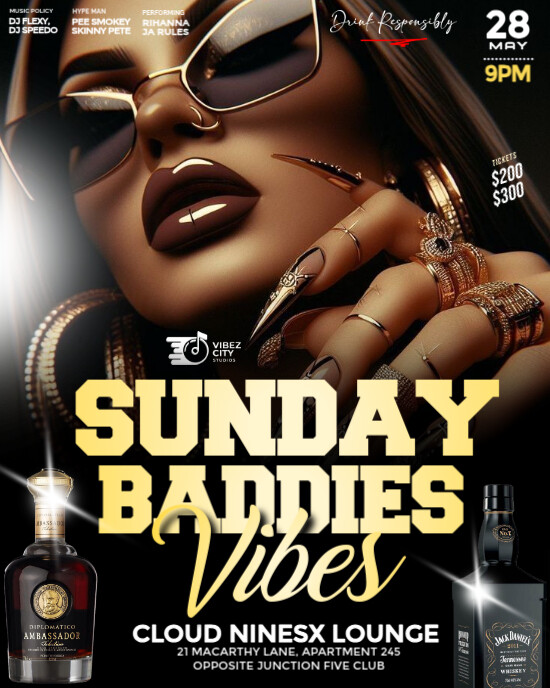 Maximalist 3d Bad Girls Night Club Party Event Flyer A4 Instagram Portrait template