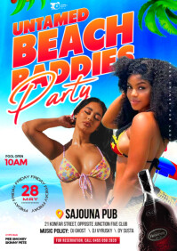 Maximalist 3d Colourful Beach Party Event Flyer Poster A4  A4 template