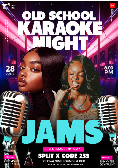 Maximalist 3d Old School Karaoke Night Party Event Flyer A4 template