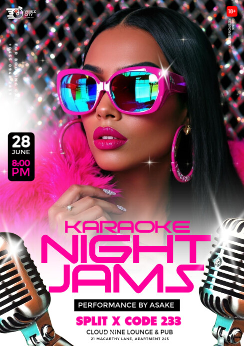 Maximalist 3d Old School Karaoke Night Party Event Flyer A4 template