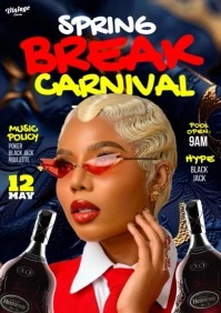 Maximalist 3d Spring Break Carnival Party Event Flyer A4 template