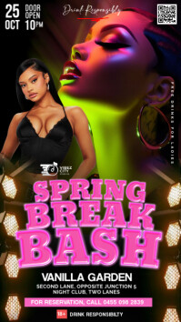 Maximalist 3d Spring Break Party Event Flyer Design A4 Instagram Story template