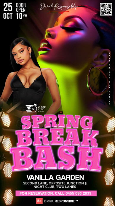 Maximalist 3d Spring Break Party Event Flyer Design A4 Instagram-Story template