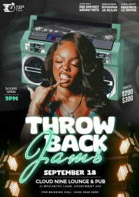 Maximalist 3d Throw back Jams Night Party Event Flyer for Social Media A4 template