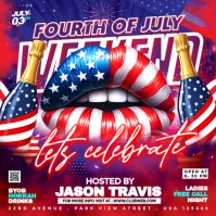 Maximalist 4th F July Independence Day Night Club Bar Party Custom Instagram Post template