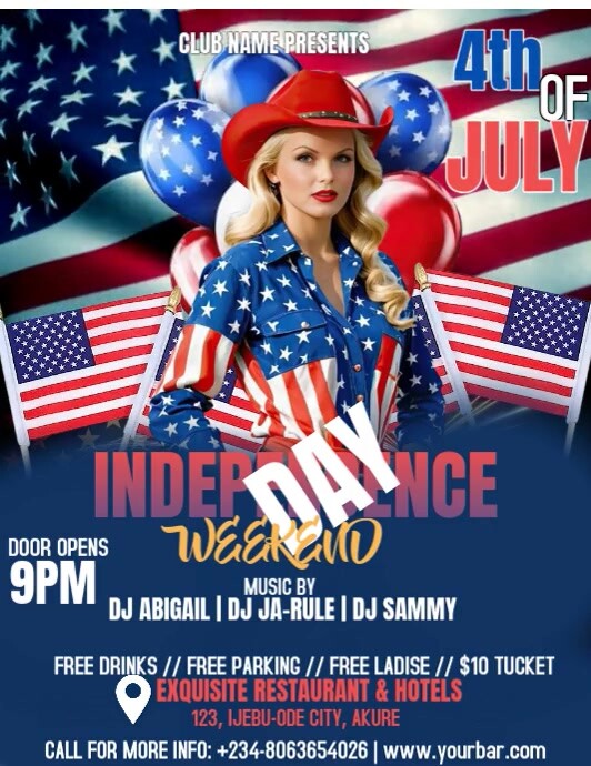 Maximalist 4th Of July Night Club Party  Flyer (us Letter) template