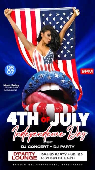 Maximalist 4th Of July Night Party  Digital Display (9:16) template