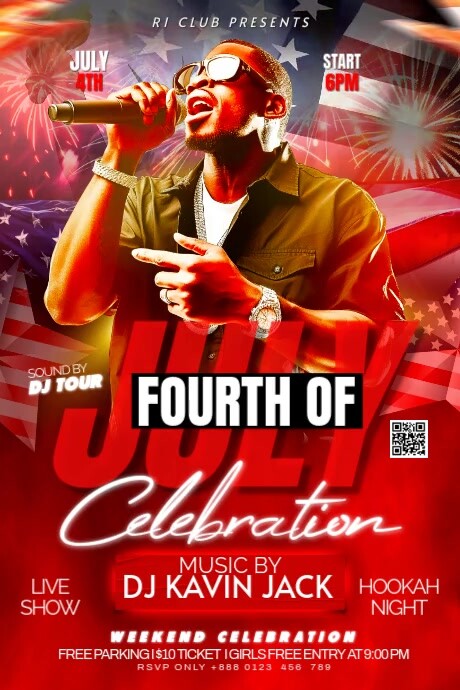 Maximalist 4th Of July Party Flyer Banner 4' × 6' Banier 4’×6’ template