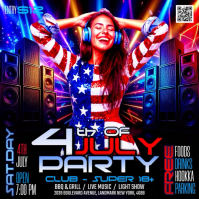 Maximalist 4th of July Party Square Video Cuadrado (1:1) template