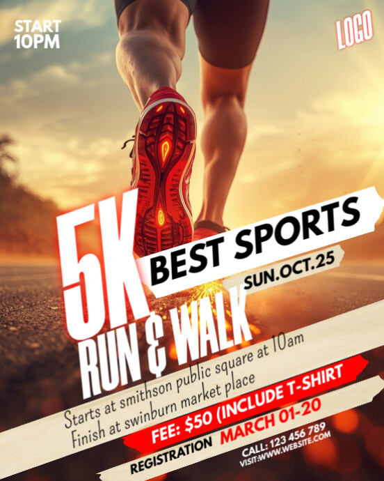Maximalist 5k Run & Walk Event Instagram Portrait template