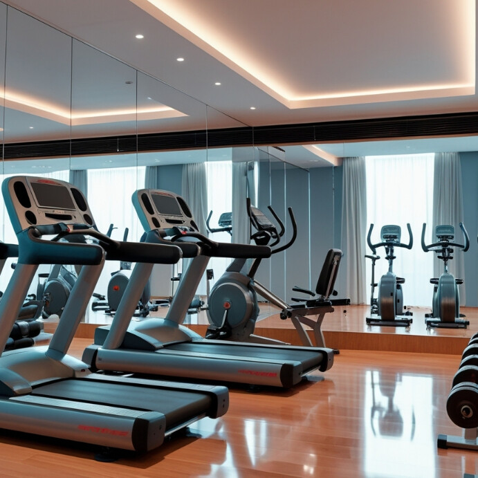Maximalist A Sleek, Modern Gym With Polished Floors, Mirrored Walls, And Well-organized Fitness Equi Instagram Post template