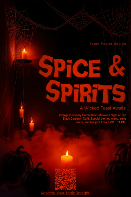 Maximalist Abstract Gradients Halloween Restaurant Night Poster template