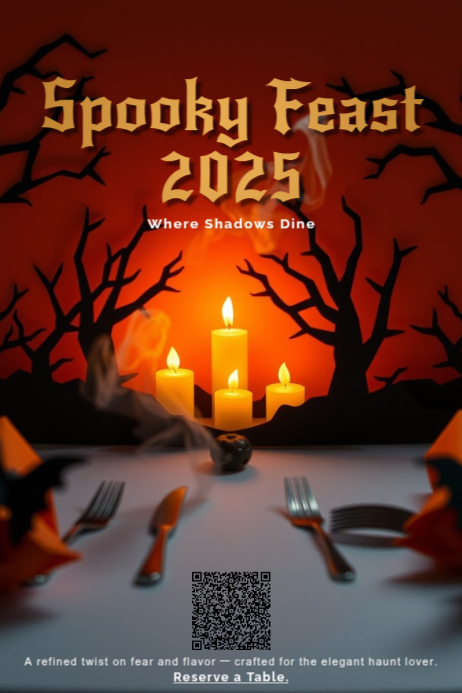 Maximalist Abstract Paper Shadows Halloween Restaurant Poster 海报 template