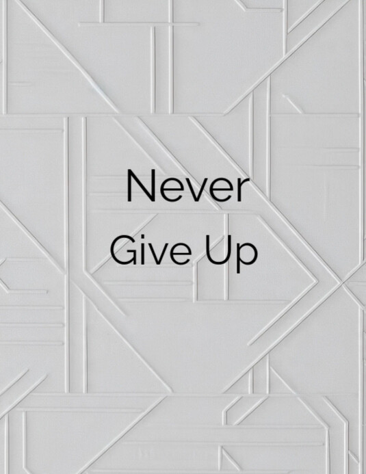 Maximalist  Abstract White Flat Lay  "never Give Up" Quote Template Flyer (us Letter)