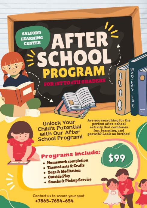Editable Kids After School Program & Activities Flyer A4 Template ...