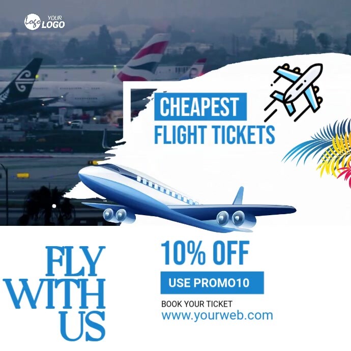 Maximalist Air Ticket Offer Ad Instagram Post template
