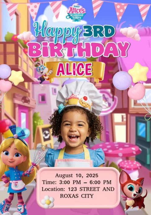 Maximalist Alice In Wondercafe Birthday  A4 template
