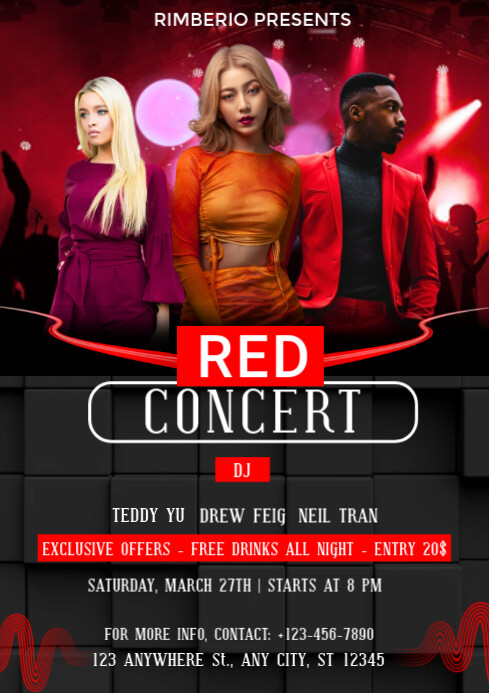 Plantilla de Maximalist All Red Party A4 | PosterMyWall