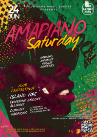 Grunge Amapiano Party Flyer Afrobeat Reggae Music Event A5 template