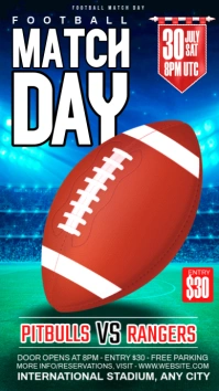 Maximalist American Football Match Day  Digital Display (9:16) template