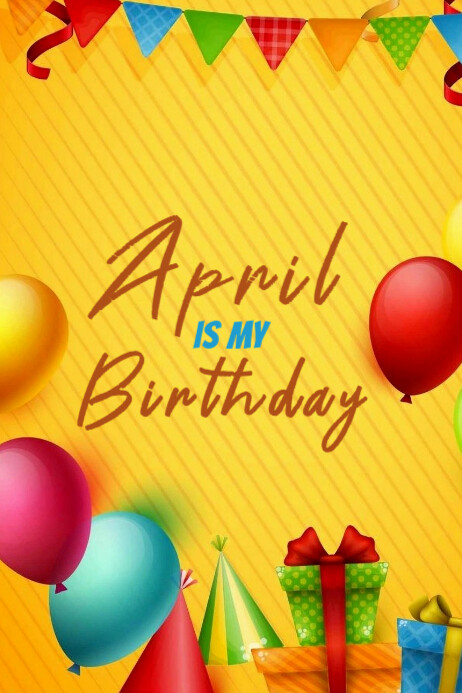 Maximalist April Birthdays Banner 4' × 6' Template | PosterMyWall