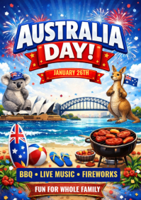 Maximalist Australia Day Celebration Flyer - January 26 Party Event  A4 template
