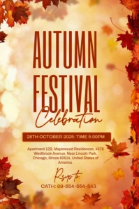 Maximalist Autumn Fall Festival Celebration Template Poster