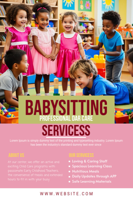 Maximalist Babysitting Banner Banner 4' × 6' template