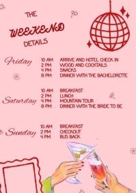 Maximalist Bachelorette Weekend Party Details Flyer  A4 template