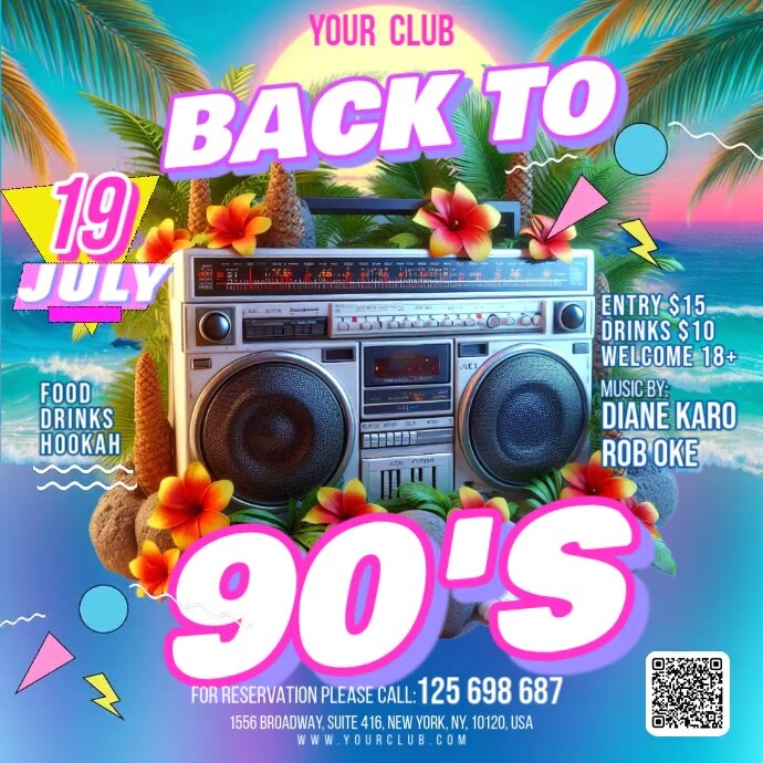 Maximalist Back To 90's Square (1:1) template