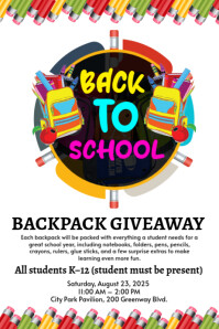 Maximalist Back To School Backpack Giveaway Poster template