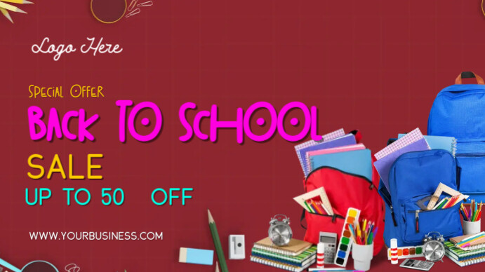 Maximalist Back To School  Digital Display (16:9) template