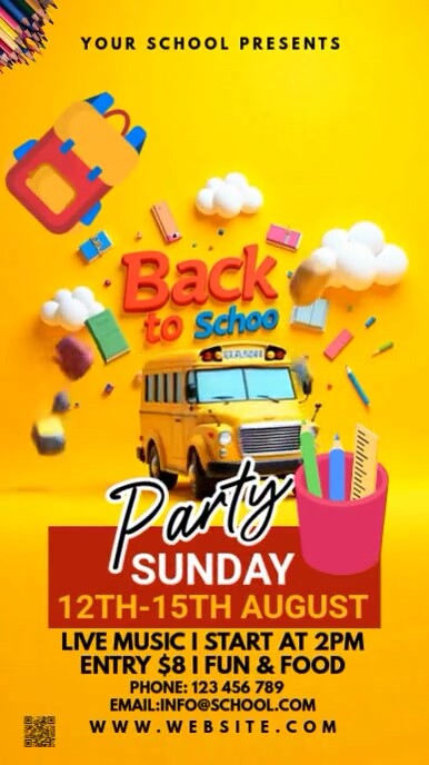 Maximalist Back To School Facebook Story template