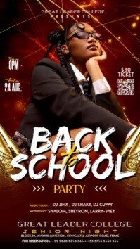 Rot Back to School Party Digitalanzeige Template