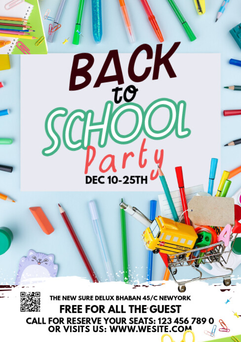 Maximalist Back To School Party  A5 template