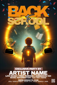 黑色 Back to School Party Pinterest-afbeelding Template